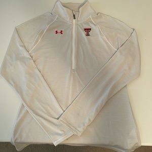 New with tags Texas tech white stripe knit quarter zip men size Large